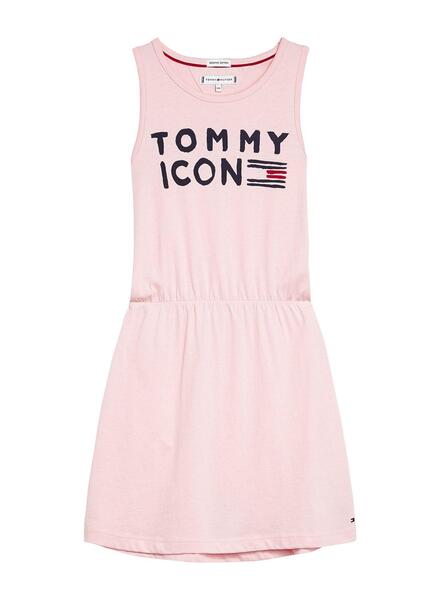 Vestido Tommy Corp Logo Dres Rosado Tommy Hilfiger Niñas 