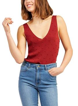 Top Naf Naf Mini Borlas Rojo Para Mujer