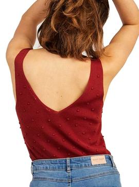 Top Naf Naf Mini Borlas Rojo Para Mujer