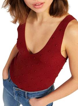 Top Naf Naf Mini Borlas Rojo Para Mujer