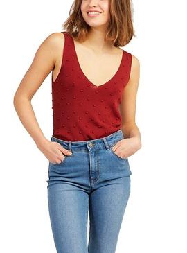 Top Naf Naf Mini Borlas Rojo Para Mujer