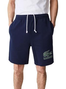 Bermuda Lacoste Logo Estampado Marino Para Hombre