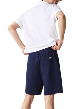 Bermuda Lacoste Logo Estampado Marino Para Hombre