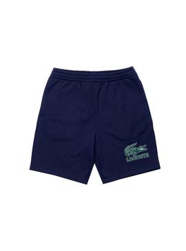 Bermuda Lacoste Logo Estampado Marino Para Hombre