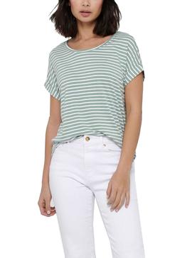 Camiseta Only Moster Stripe Verde Para Mujer