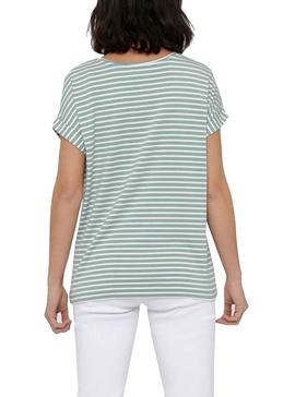 Camiseta Only Moster Stripe Verde Para Mujer