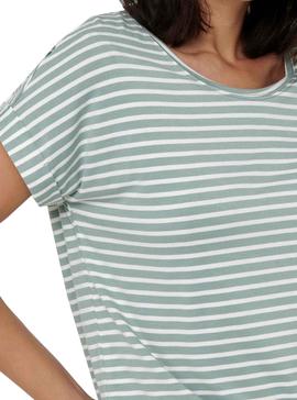 Camiseta Only Moster Stripe Verde Para Mujer