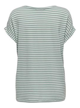 Camiseta Only Moster Stripe Verde Para Mujer