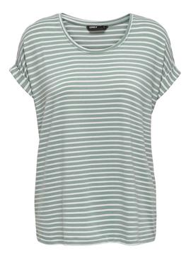 Camiseta Only Moster Stripe Verde Para Mujer