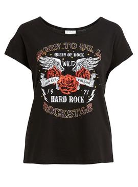 Camiseta Vila Vilinnea Rock Negro Para Mujer