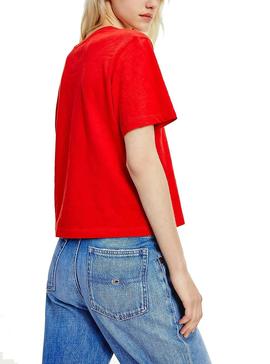 Camiseta Tommy Jeans Boxy Crop Rojo Para Mujer