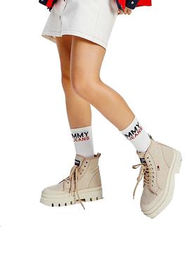 Botas Tommy Jeans Flat Boot Beige para Mujer