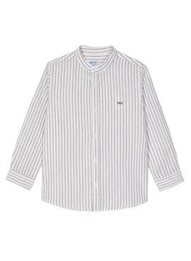 Camisa Mayoral Lino Rayas Blanco Para Niño