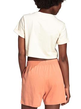 Camiseta Adidas Essentials Cropped Blanco Mujer