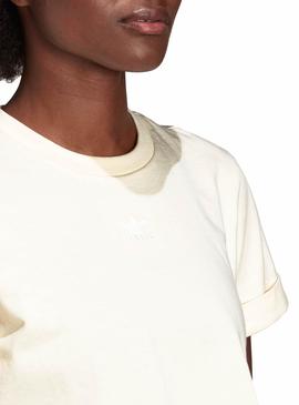 Camiseta Adidas Essentials Cropped Blanco Mujer