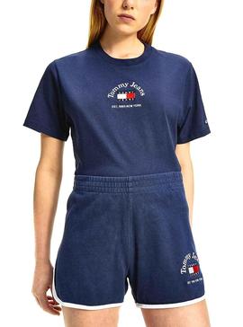Camiseta Tommy Jeans Boxy Crop Timeless Azul Mujer