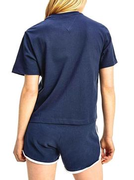 Camiseta Tommy Jeans Boxy Crop Timeless Azul Mujer