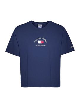 Camiseta Tommy Jeans Boxy Crop Timeless Azul Mujer