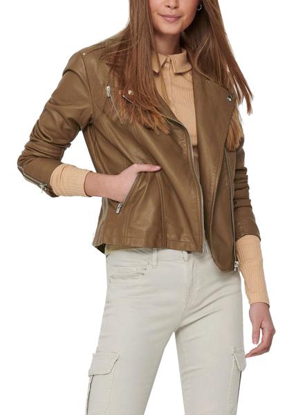 Chaqueta Only Gemma Faux Marrón Para