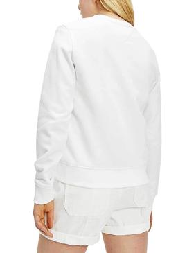 Sudadera Tommy Jeans Slim Terry Logo Blanco Mujer