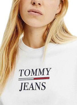 Sudadera Tommy Jeans Slim Terry Logo Blanco Mujer