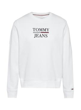 Sudadera Tommy Jeans Slim Terry Logo Blanco Mujer