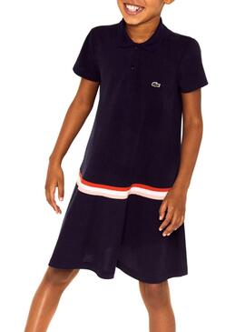 Vestido Lacoste 3Stripes Azul Niña