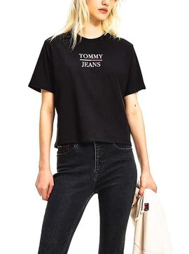Camiseta Tommy Jeans Boxy Crop Negro Para Mujer