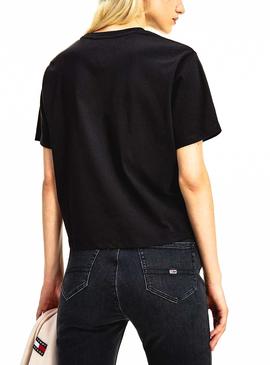 Camiseta Tommy Jeans Boxy Crop Negro Para Mujer