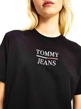 Camiseta Tommy Jeans Boxy Crop Negro Para Mujer