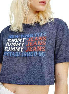 Camiseta Tommy Jeans Super Crop Flag Azul Mujer