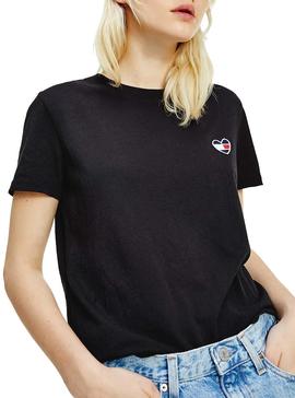 Camiseta Tommy Jeans Homespun Heart Negro Mujer
