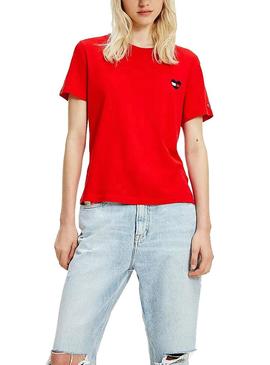 Camiseta Tommy Jeans Homespun Rojo Para Mujer