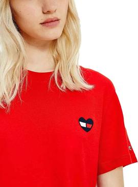 Camiseta Tommy Jeans Homespun Rojo Para Mujer