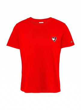 Camiseta Tommy Jeans Homespun Rojo Para Mujer