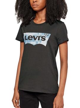 Camiseta Levis Blown Up Tie Negro Para Mujer