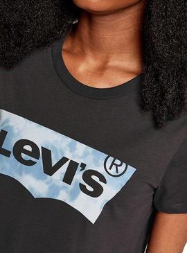 Camiseta Levis Blown Up Tie Negro Para Mujer