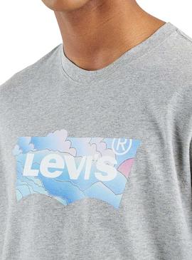 Camiseta Levis Badwing Cloud Gris Para Hombre