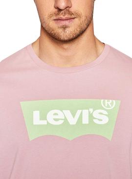 Camiseta Levis Housemark Graphic Rosa Para Hombre