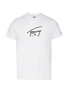 Camiseta Tommy Jeans Hand Written Blanco Hombre