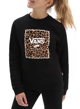 Sudadera Vans Leopard Box Negro Para Niña