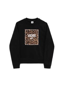 Sudadera Vans Leopard Box Negro Para Niña