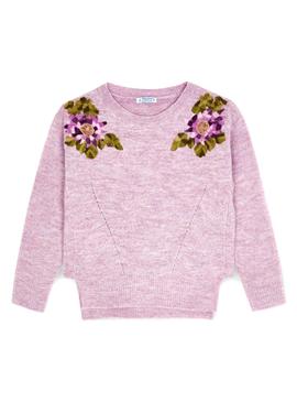 Jersey Mayoral Intarsia Flores Lila Para Niña