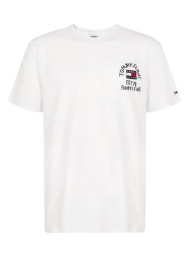 Camiseta Tommy Jeans Chest Written Blanco Hombre