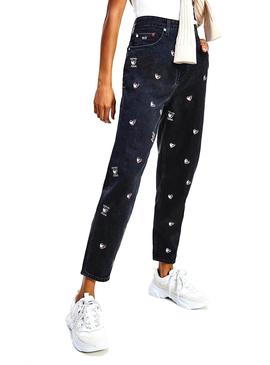 Pantalón Vaquero Tommy Jeans Mom Fit Negro Para Mujer