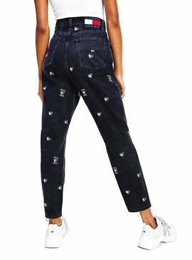 Pantalón Vaquero Tommy Jeans Mom Fit Negro Para Mujer