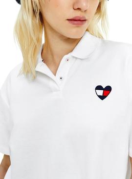 Polo Tommy Jeans Boxy Crop Blanco Para Mujer