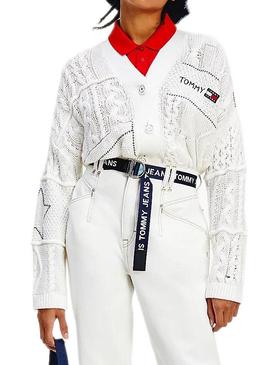 Chaqueta Tommy Jeans Patchwork Blanco Mujer