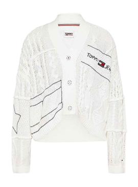 Chaqueta Tommy Jeans Patchwork Blanco Mujer