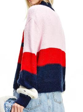 Cardigan Tommy Jeans Color Block Multi Para Mujer